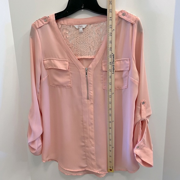 Candie’s Lace Back Blouse- Blush Pink - Picture 6 of 9